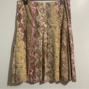 Sigrid Olsen Linen Blend Y2K beautiful color hues Boho Midi Swing Skirt Size 10